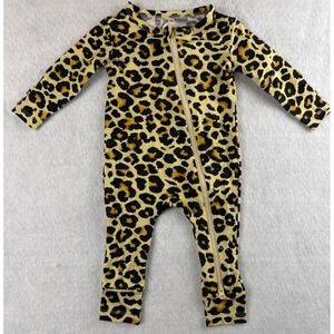 HAPIU Baby Bamboo Romper 3-6M Leopard Print Zip One Piece Pajama Sleeper NWT
